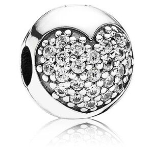 Genuine Retired PANDORA Love of My Life Clip with Pave Heart; 791053CZ